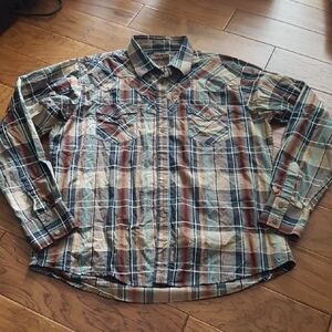 Wrangler Retro Men's Western Snap Plaid Long Sleeve Shirt Size XL
